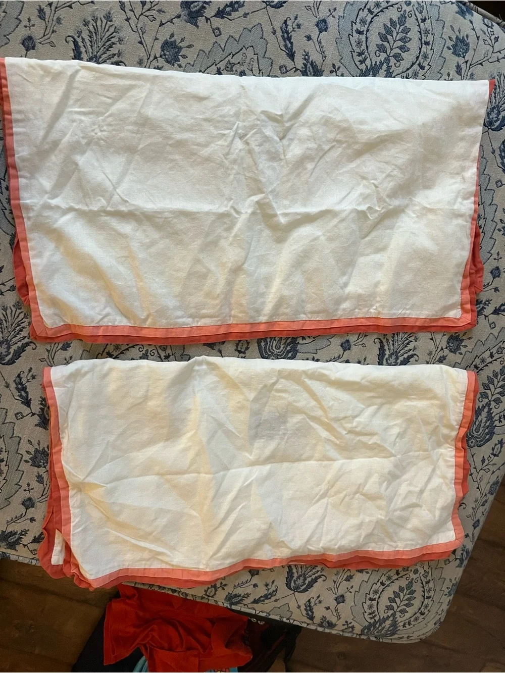 Tommy Bahama European Square Pillow Shams white/coral trim 26